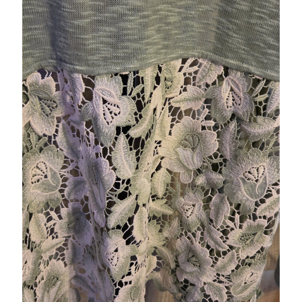 Cupio Green Lace Back Cardigan Women's Size XL Draped Front - Picture 4 of 8
